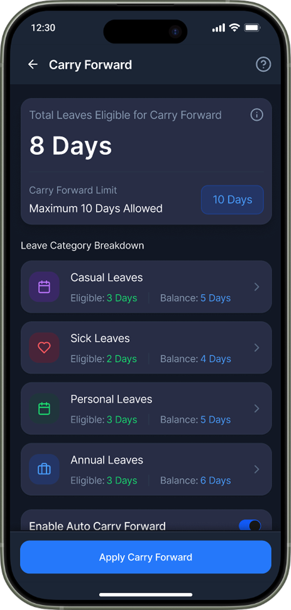 Ninerole mobile app screen 01